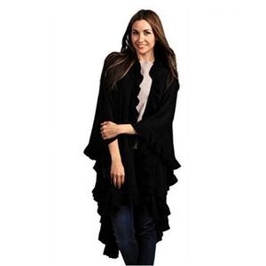Do everything in love women’s black ruffle sleeve knit kimono/Shawl